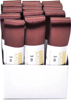 Image de 15x GOLDINA 1172025701503 ruban double satin, 25mmx3m, brun
