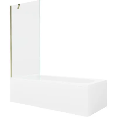 Obrázek produktu pro Mexen Vega obdélníková vana 150 x 70 cm s pláštěm 1-křídlovou zástěnou 80 cm, Průhledné, zlatá - 550115070X9508000050
