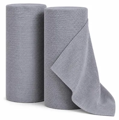 Zdjęcie produktu dla 100 sztuk ściereczek z mikrofibry na rolce - 30 x 30 cm, wielokrotnego użytku, jasnoszare