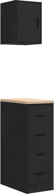 Image de vidaXL Armoires de garage 2 pcs. noir bois composite