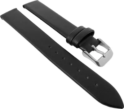 Produktbild von Uhrenarmband | schwarz Leder flach glatt ohne Naht Verlauf, Stegbreite:16mm