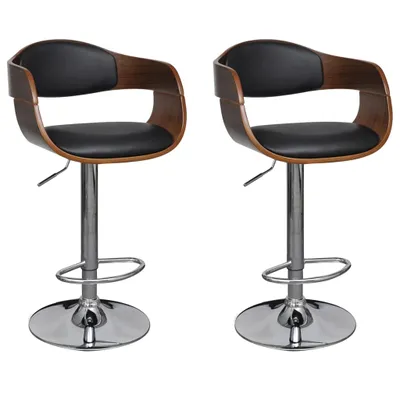 Obrázek produktu pro 3052716  Bar Stools 2 pcs Black Bent Wood and Faux Leather (2x241053), 3052716  HangarStore.cz