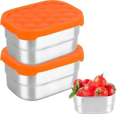 Image de Couvercles en silicone, lot de 2, 230 ml, étanches, petites boîtes, récipients pour vinaigrettes