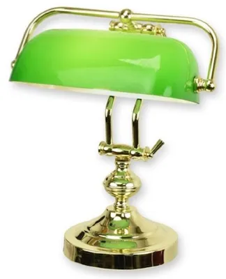 Produktbild von Casa Padrino Banker Schreibtischleuchte Gold / Grün 27 x 19 x H. 37,3 cm - Messing Tischleuchte mit Glas Lampenschirm - Banker Lampe