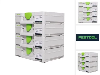 Zdjęcie produktu dla Zestaw systainerów Festool 4x SYS3 M 112 ( 4x 204840 ) 7,7 litra 396x296x112mm Walizka narzędziowa z możliwością połączenia