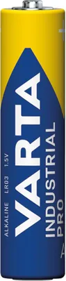 A single VARTA Industrial Pro AAA battery is shown against a white background.