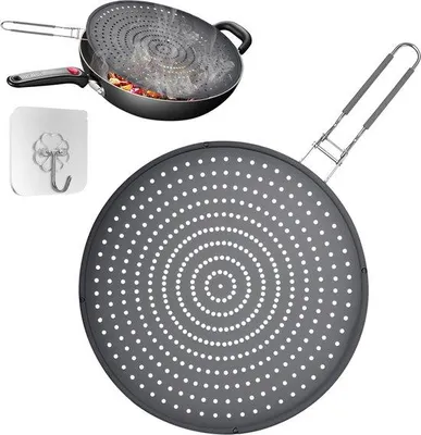 Produktbild von Famanu Silikon-Pfannenschutz 32 cm - faltbarer Spritzschutz in Grau