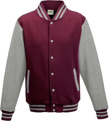 Produktbild von Just Hoods JH043 | Varsity Jacket / College Jacke - Farbe: Burgundy/Heather Grey - Größe: S