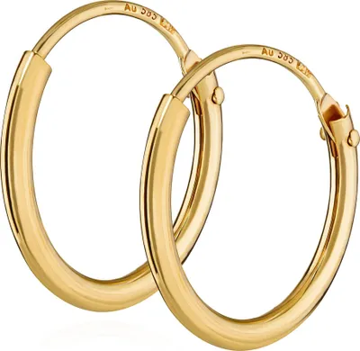 Produktbild von Paar 585 Echt Gold Herren Creole Ohrring Ohrschmuck Ohrhänger 13mm 1751