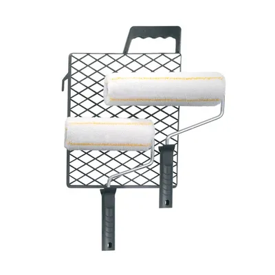 Produktbild von Farbroller-Set 3tlg. bestehend aus: 2 Farbrollen (18 und 25 cm), 1 Abstreifgitter