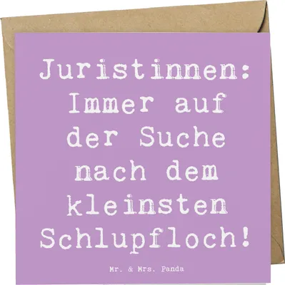 Produktbild von Mr. & Mrs. Panda doppelkarte Spruch Juristin Schlupfloch - Lavendeltraum - Geschenk, Grußkarte, Berufspassion, Fairness, Beruf, Rechtsprechung, Klappkarte, Rechtsanwältin