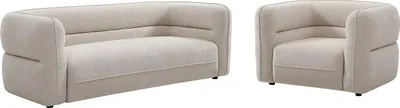 Produktbild von Set - Sofa 3-Sitzer und Sessel - Chenille-Stoff - Beige - TALIENA