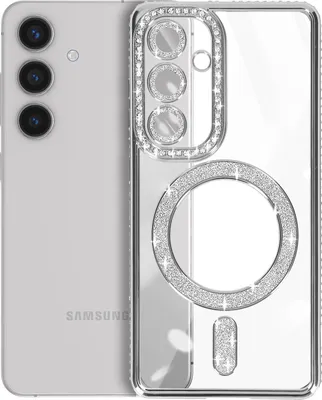 Immagine prodotto di Avizar, custodia a diamante per Samsung S24 - protezione MagSafe con bordo in strass, argento