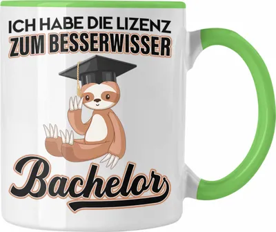 Produktbild von Trendation - Bachelor Geschenk Abschluss Tasse Spruch Master Abitur Abi Graduation Bestanden Prüfung Lizenz zum Besserwisser (Grün)
