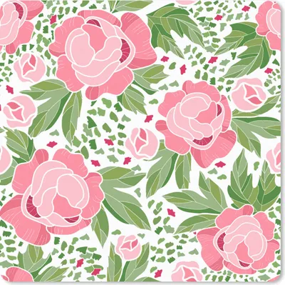 Produktbild von MuchoWow® Mauspad Mousepad Blumen - Rosa - Muster 30x30 cm - Mousepads - Maus Mat - Pad - Mausunterlage - Gaming