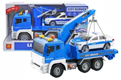 Produktbild von Pumpwagen mit Kran Licht Sound Zusatzfahrzeug Polizeiauto WY831B