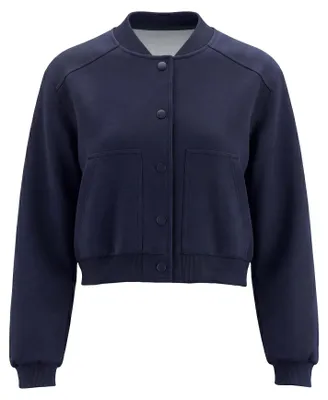 Produktbild von Damen Collegejacke blau Größe L mit Druckknopfverschluss Cropped-Länge