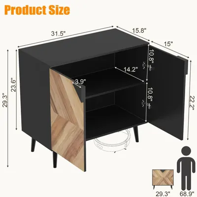 Image de Meuble de rangement - Buffet - Avec étagères et portes - Meuble indépendant - Style moderne et minimaliste - Bois - Couleur A
