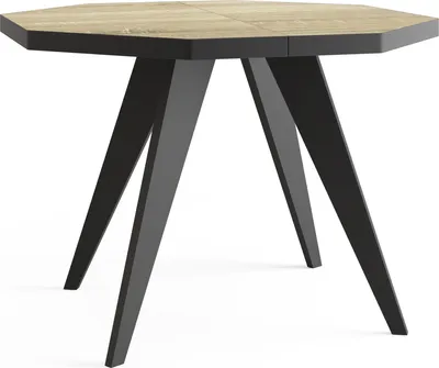 Produktbild von Moderner Runder Ausziehbarer Esstisch Diamond mit Schwarz Holzbeinen – Erweiterbar bis 200 cm, ideal für 4 bis 8 Personen - Loft-Stil Tisch für Esszimmer oder Küche - Sonoma Eiche