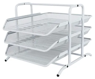 Productafbeelding van Brievenbak bureaulade papierlade - A4 - Metaal - 3 lagen - 29,5 x 35,5 x 26 cm - Wit