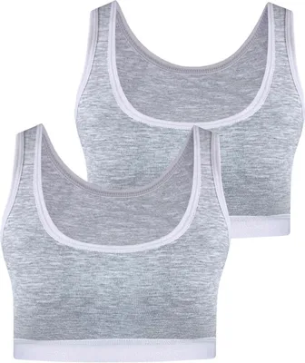 Produktbild von 2 Damen Gepolstert Sport BH  Bustier Trägertop Baumwolle - 36-38 2er Pack Grau