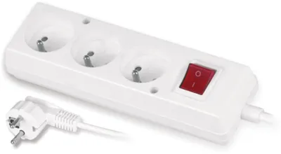 Produktbild von 3-fach-Steckdosenleiste mit Schalter, 3 m, 10 A, Schutzkontakt, weiß