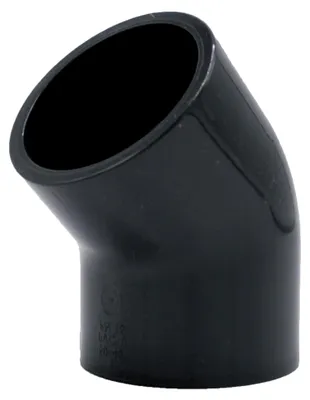 Produktbild von PVC Rohr Winkel 45° Klebemuffe 50mm Grau, druckfest 16 bar, temperaturbeständig