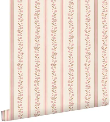 Productafbeelding van ESTAhome behang bloemen en strepen roze 50 x 900 cm