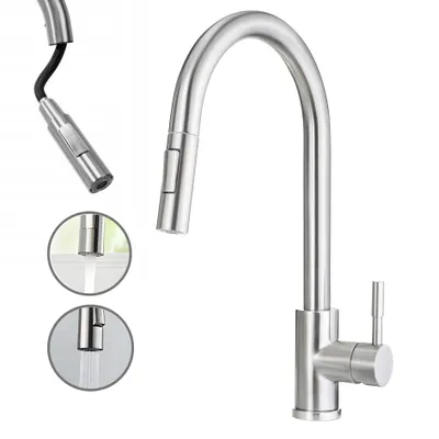 Produktbild von AjieQAQ Küchenarmatur mit ausziehbarem Auslauf und Brausefunktion Edelstahl Wasserhahn Küche