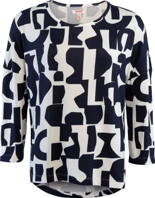 Produktbild von Stooker Women CARLY Damen T-Shirt 3/4-Arm Loose Fit 40/42 blue abstract aop