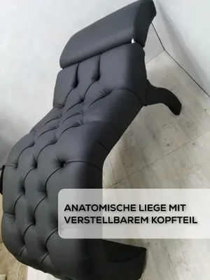 Produktbild von Handgefertigte Sessel - Relaxliege mit verstellbarem Kopfteil, 175x70x65, Kunstleder Ergonomisch Chaiselongue (Sofa, Liege), Holzrahmen, schwarz