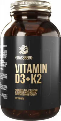 Produktbild von Grassberg D3+K2 (60 Tabs) Unflavoured - Vitamine, Mineralien & Gesundheit - Vitamine