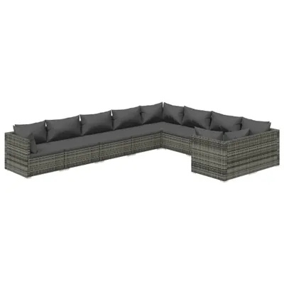 Obrázek produktu pro vidaXL 9dílná zahradní lounge souprava s polštáři Poly ratan Grey
