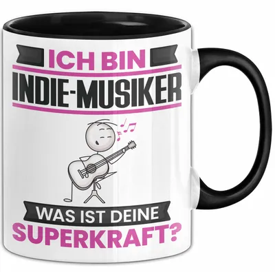 Produktbild von Indie-Musiker Tasse Geschenk für Indie-Musiker Geburtstag Lustiger Spruch Kaffee-Becher Was Ist Deine Superkraft (Schwarz)