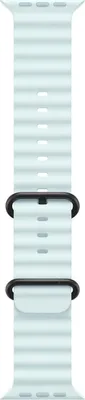 A light blue smartwatch band with a black buckle, shown against a white background.