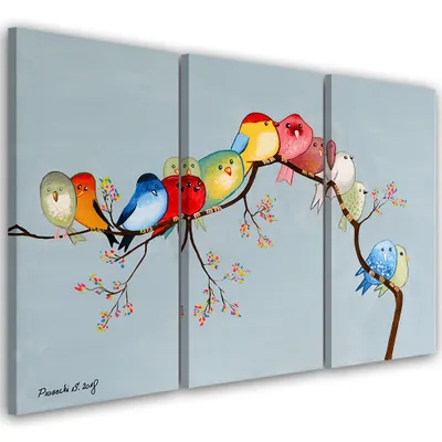 Produktbild von Triptychon auf leinwand tiere - farbig 90x60 cm Feeby farbe wandbild bereit zum aufhängen