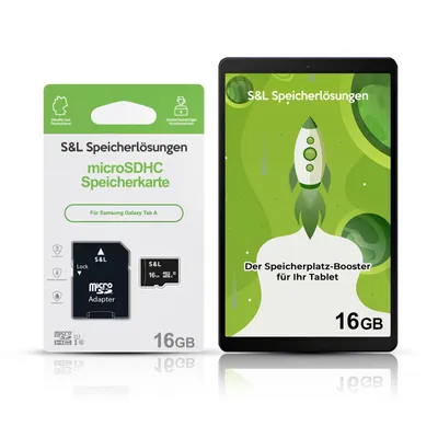Produktbild von microSD Speicherkarte S&L für Samsung Galaxy Tab A - Speicherkapazität: 16 GB