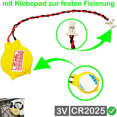 Produktbild von RTC CMOS Battery CR2025 2-Pin plug cable 6,3 x 2,7mm for Notebook PC BIOS