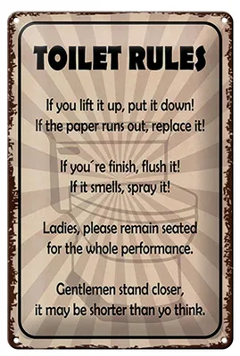 Produktbild von Blechschild Spruch 20x30cm toilet rules if you lift it up