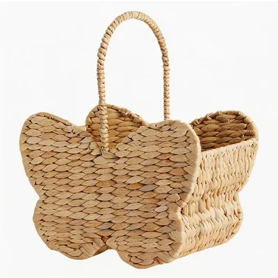 Produktbild von Handgefertigter Schmetterling-Aufbewahrungskorb aus Wasserhyazinthe (30,5×17×35 cm) – natürlicher Organizer für Spielzeug, Picknick & Zuhause