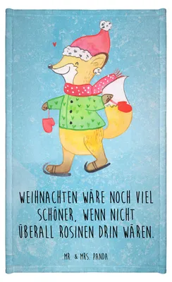 Produktbild von Mr. & Mrs. Panda Gästehandtuch Fuchs Schlittschuhe - Eisblau - Geschenk, Tannenbaum, Frotteehandtuch, Weihnachtsmann, Winter, Bunt, Frotteetuch, Weihnachtszeit, Handtuch