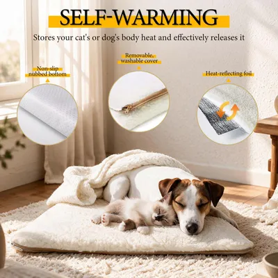 Imagen del producto de Manta autocalentable para gatos y perros, de 60x45 cm, sin necesidad de electricidad, ideal para los días fríos