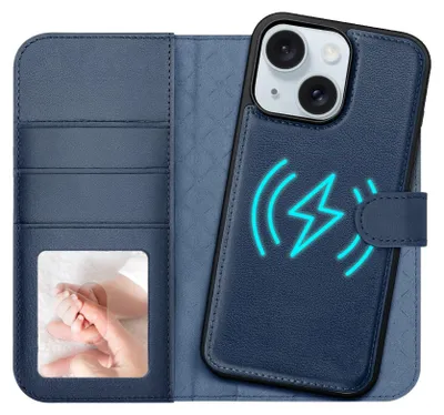 Produktbild von 2in1 Magnet Wallet Handyhülle für iPhone 15 Hülle RFID Schutz, abnehmbare Magnet Hülle, MagSafe kompatibel, stoßfestes Case mit Fotofenster