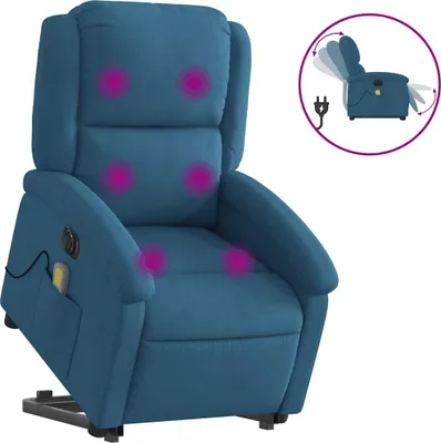 Produktbild von vidaXL Massagesessel mit Aufstehhilfe Elektrisch Blau Samt