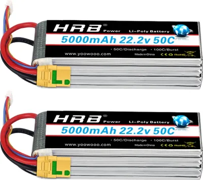 Image de batterie Lipo 6S, capacité 5000mAh, tension 22,2V, 6s 5000mah XT90S 2 pièces