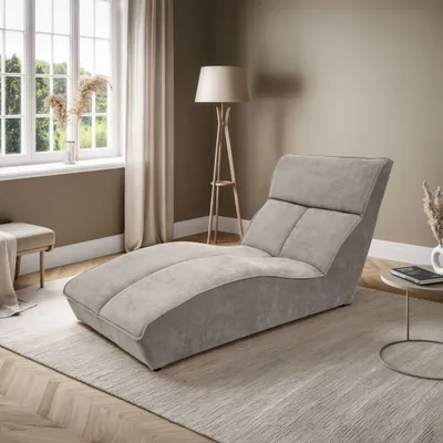 Image de Chaise longue SAN DIEGO en velours, couleur : beige