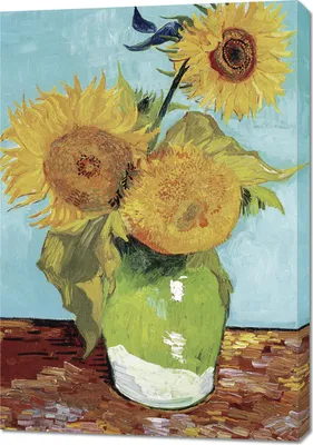 Zdjęcie produktu dla Obraz 70x100cm Vase with Three Sunflowers, Van Gogh Vintage