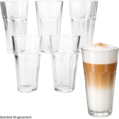 Obrázek produktu pro 6x sklenice Queen Latte Macchiato 300 ml, stohovatelné, koktejlové sklenice na smoothie