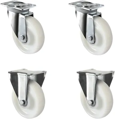 Produktbild von Rollensatz mit 2 Lenkrollen und 2 Bockrollen aus Polyamid, Schwerlast, Durchmesser 160 mm, Kunststoff, Doppelkugellager, Tragfähigkeit 2400 kg (4er Set)