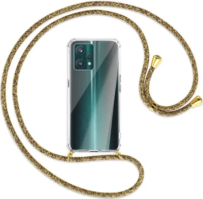 Produktbild von Handykette Backcover-Schutzhülle mit Band (Metall goldfarben) für Realme 9 Pro Plus 5G - braun+beige